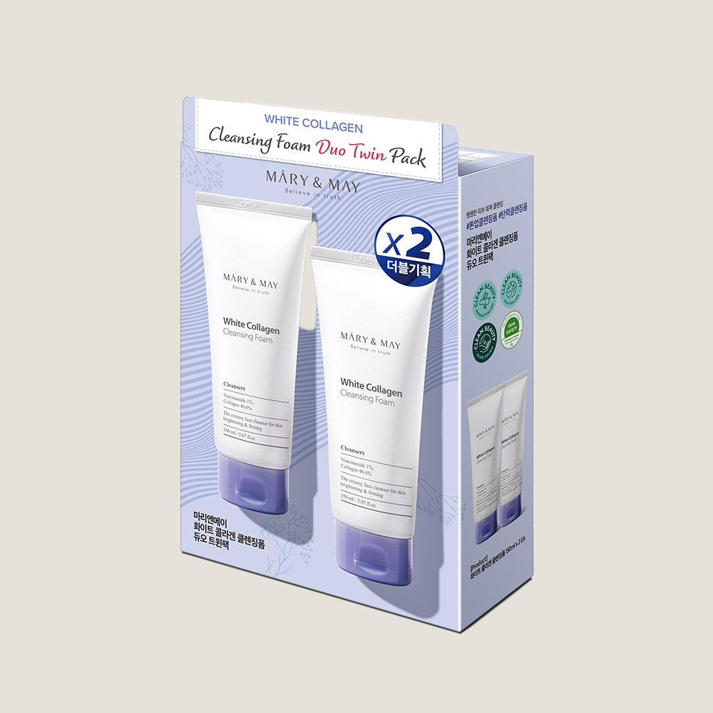 Mary&May White Collagen Cleansing Foam Duo Twin Pack(150ml x2) - MOQ 20
