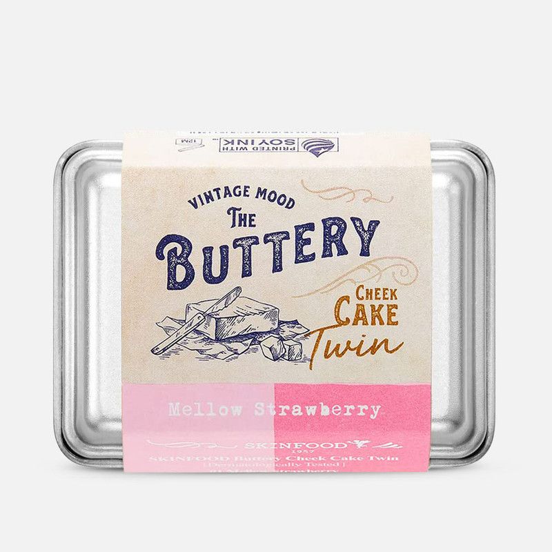 SKINFOOD BUTTERY CHEEK CAKE TWIN 01 MELLOW STRAWBERRY - MOQ 6