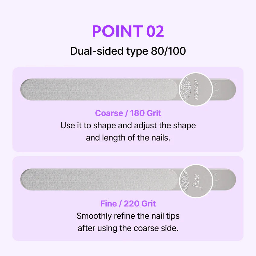BAREN Double Sided Stainless Steel Nail File for Gel Nails