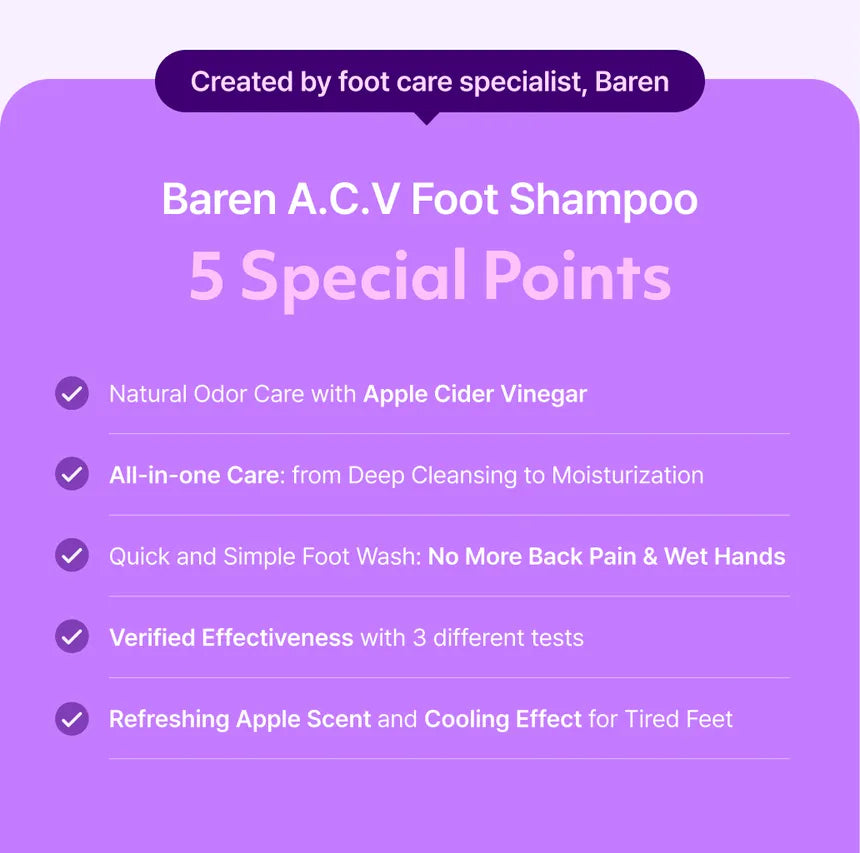 BAREN Apple Cider Vinegar Foot Shampoo 400ml