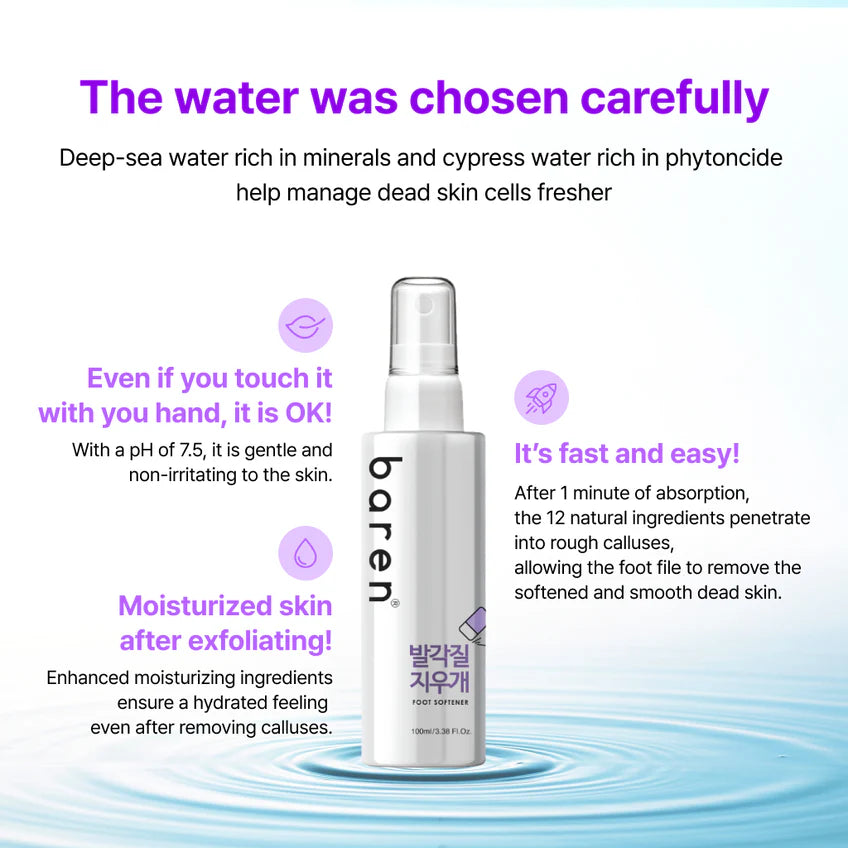 BAREN Callus Remover Peeling Foot Spray, 100ml