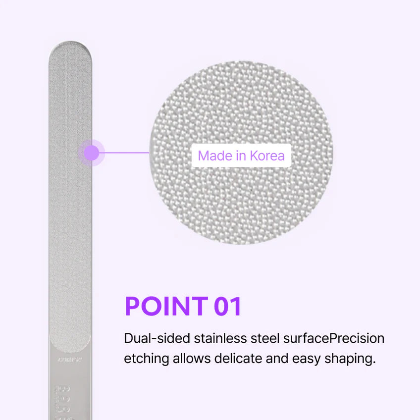 BAREN Double Sided Stainless Steel Nail File for Natural Nails