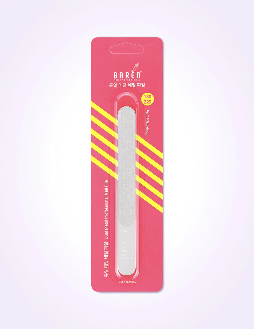BAREN Double Sided Stainless Steel Nail File for Natural Nails