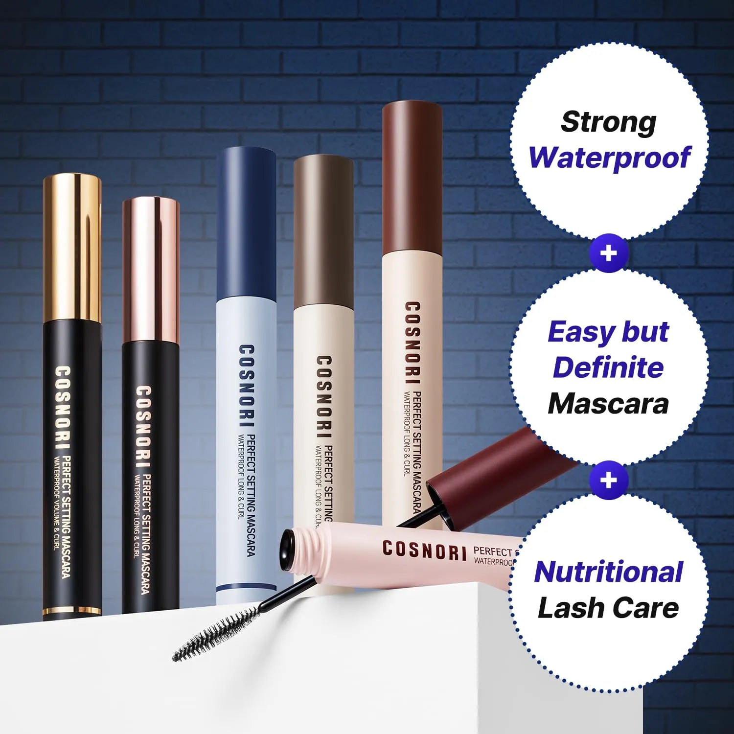 Cosnori Perfect Setting Mascara Waterproof Long And Curl 05 Royal Blue - 7ml - MOQ 100