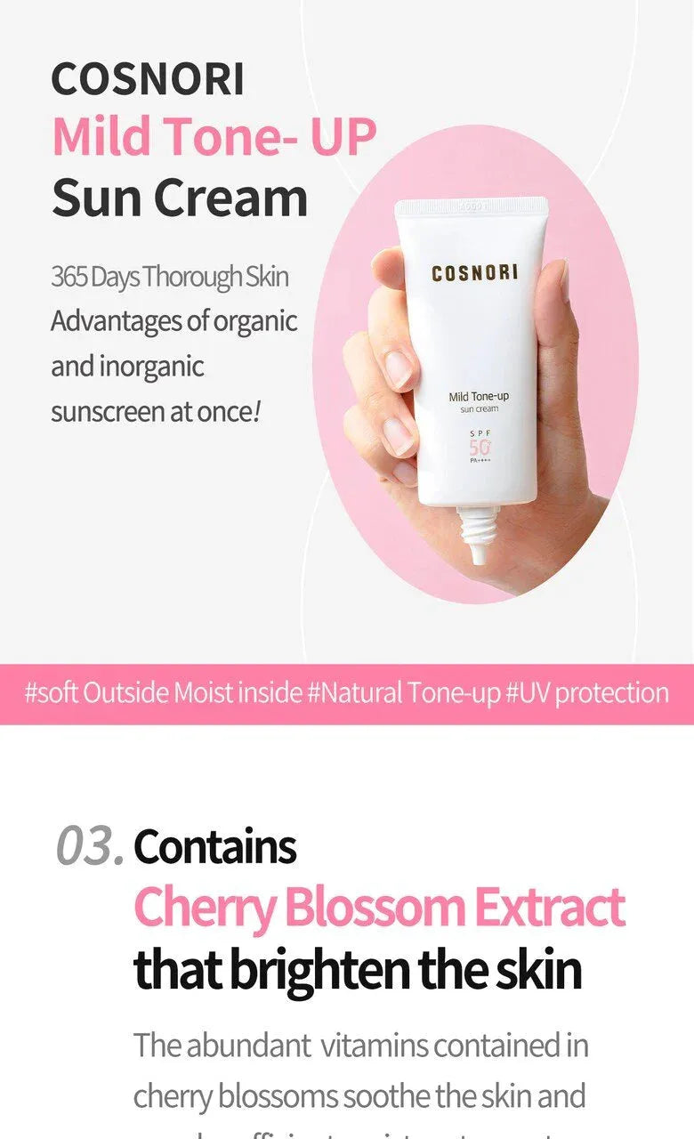 Cosnori Mild Tone-up Suncream - 50ml - MOQ 80