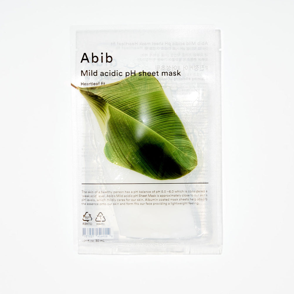 Abib Mild acidic pH sheet mask 
Heartleaf fit - MOQ 30