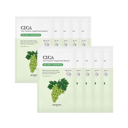 SKINFOOD SHINE MUSCAT CICA MASK 10EA - MOQ 20