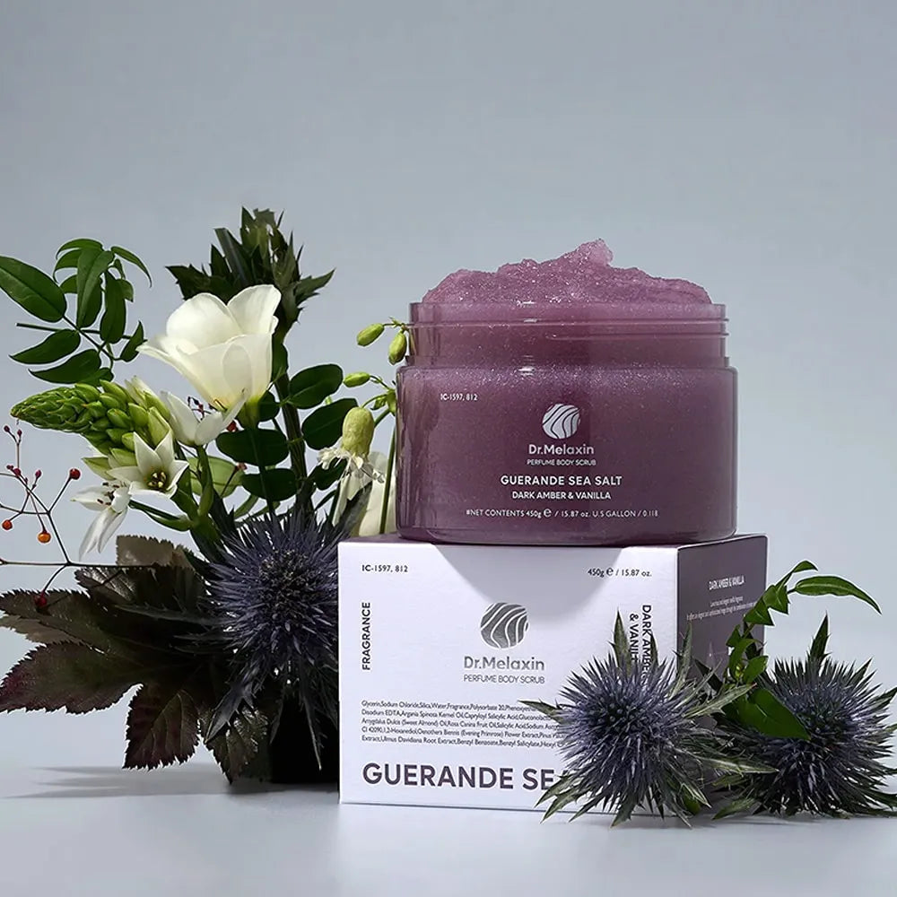Guerande Sea Salt Perfume Body Scrub Dark Amber & Vanilla 450g - MOQ 30