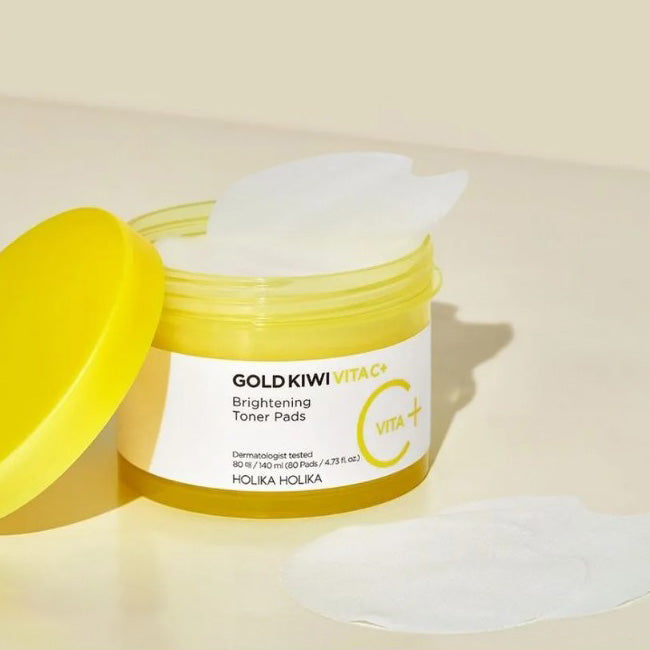 Holika Holika Gold Kiwi Vita C Plus Brightening Toner Pad 80pcs - MOQ 24