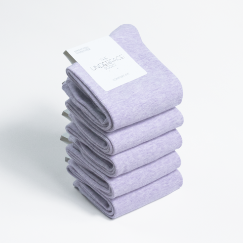 Underface, unisex, non-slip, premium Korean plain banding socks, solid color, 5-pack set(Lavender) - MOQ 3