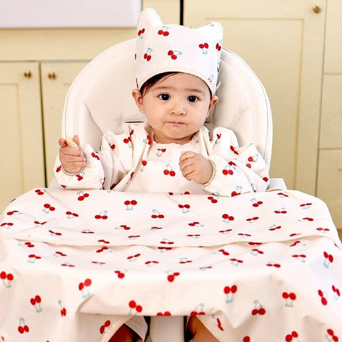 Aijoo table-integrated baby food bib with long sleeves and open design(colour- Red Cherry ) - MOQ 3