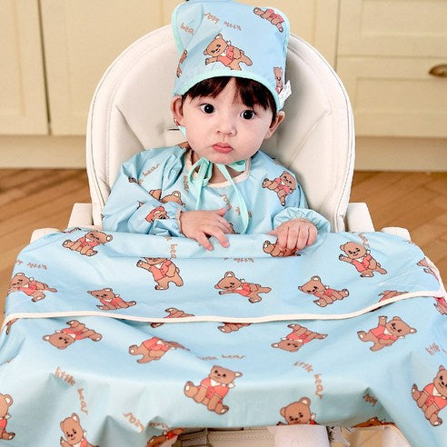 Aijoo table-integrated baby food bib with long sleeves and open design(colour- Little Bear ) - MOQ 3