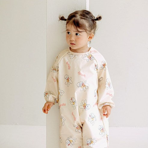 Aijoo waterproof full-body play suit for babies and toddlers – art apron, sensory play, sand and mudflat activity wear for kids S(Lovely Lamb) - MOQ 3