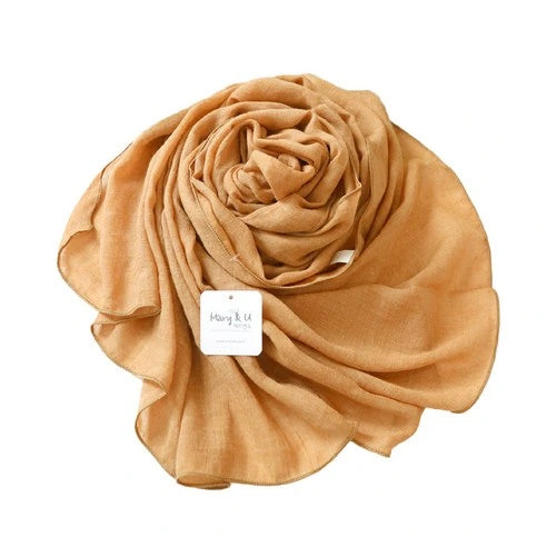 Mary & You soft cotton colorful plain long scarf made in Korea (Mustard) - MOQ 3