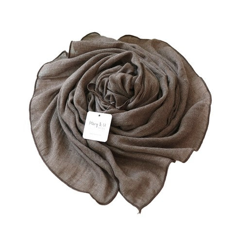 Mary & You soft cotton colorful plain long scarf made in Korea (Brown) - MOQ 3