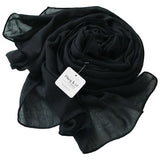 Mary & You soft cotton colorful plain long scarf made in Korea (Black) - MOQ 3