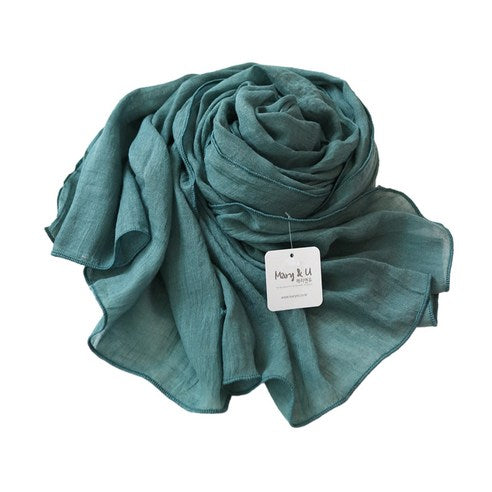 Mary & You soft cotton colorful plain long scarf made in Korea (Indie Blue) - MOQ 3