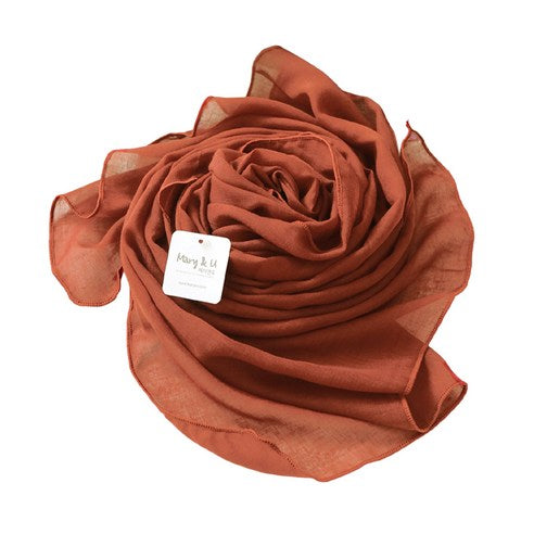 Mary & You soft cotton colorful plain long scarf made in Korea (Persimmon) - MOQ 3