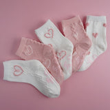 Viva Seven Girls' Falling Non-Slip Socks 5-Piece Set (No.4) - MOQ 3