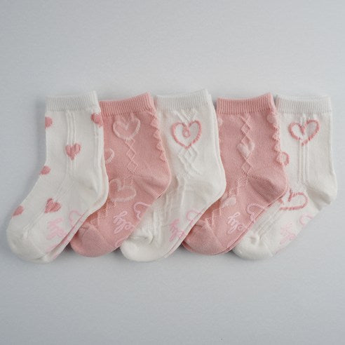 Viva Seven Girls' Falling Non-Slip Socks 5-Piece Set (No.4) - MOQ 3