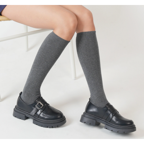 No Design Women's Ladies Plain Knee Socks Plain Half-Length Socks 5-Pair Set- MOQ 3