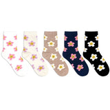 Parkoon Women’s/Student Smile Flower Mid-Calf Socks, 5-Pair Set - MOQ 3