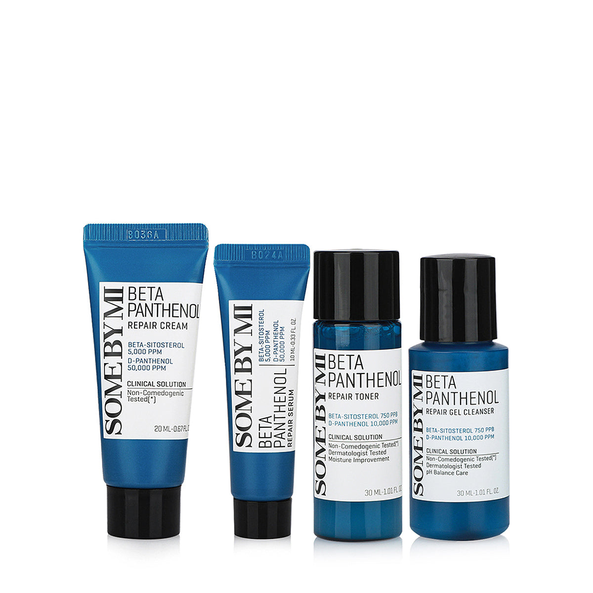 SOME BY MI BETA PANTHENOL REPAIR STARTER KIT
 [Cleanser 30ml, Toner 30ml, Serum 10ml, Cream 20ml] - MOQ 50