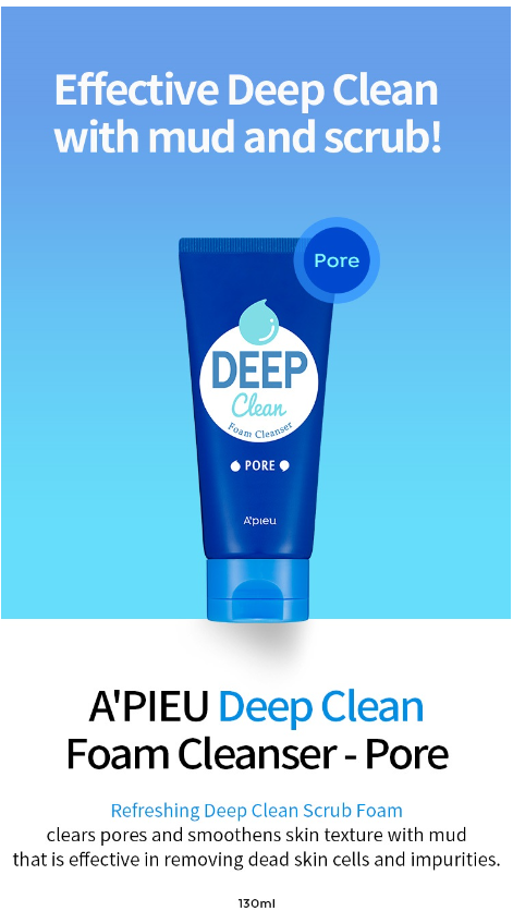 A'PIEU Deep Clean Foam Cleanser 130ml - DODOSKIN