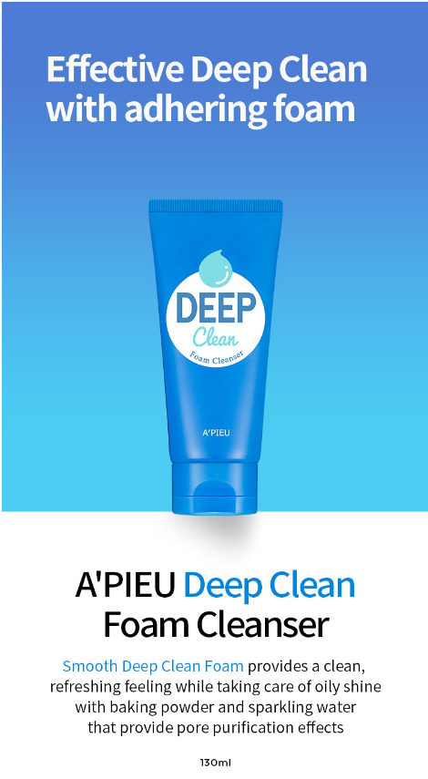 A'PIEU Deep Clean Foam Cleanser 130ml - DODOSKIN