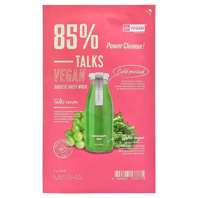 MISSHA TALKS_VEGAN_SQUEEZE_SHEET_MASK_[POWER_CLEANSE] - MOQ 36