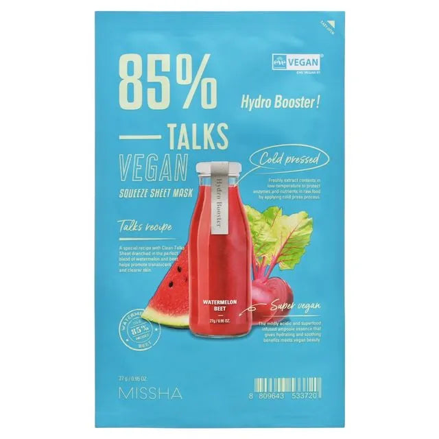 MISSHA TALKS_VEGAN_SQUEEZE_SHEET_MASK_[HYDRO_BOOSTER] - MOQ 36