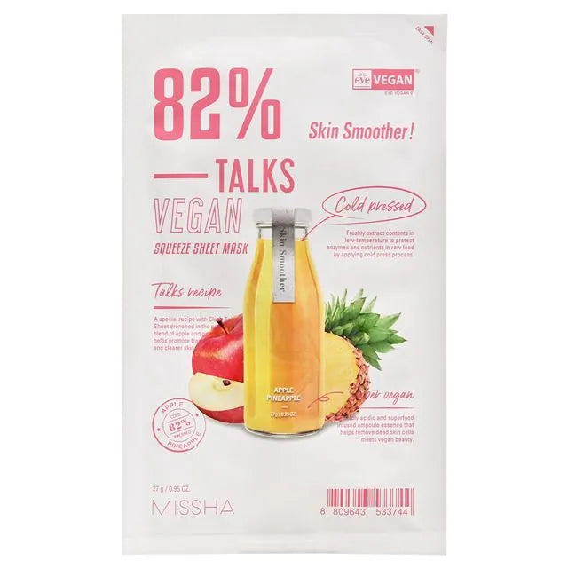 MISSHA TALKS_VEGAN_SQUEEZE_SHEET_MASK_[SKIN_SMOOTHER] - MOQ 36