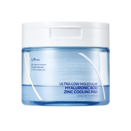 ISNTREE ULTRA-LOW MOLECULAR HYALURONIC ACID ZINC COOLING PAD_50ml (60ea) - MOQ 30