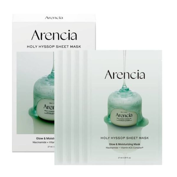 Arencia Holy Hyssop Sheet Mask (5ea)
 *Brightening & Glow Formula for dark spots and hyperpigmentation