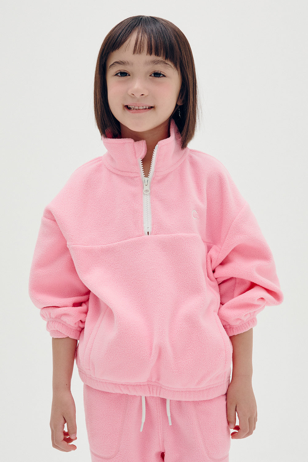 Logo Fleece Half-Zip Kids - Pink