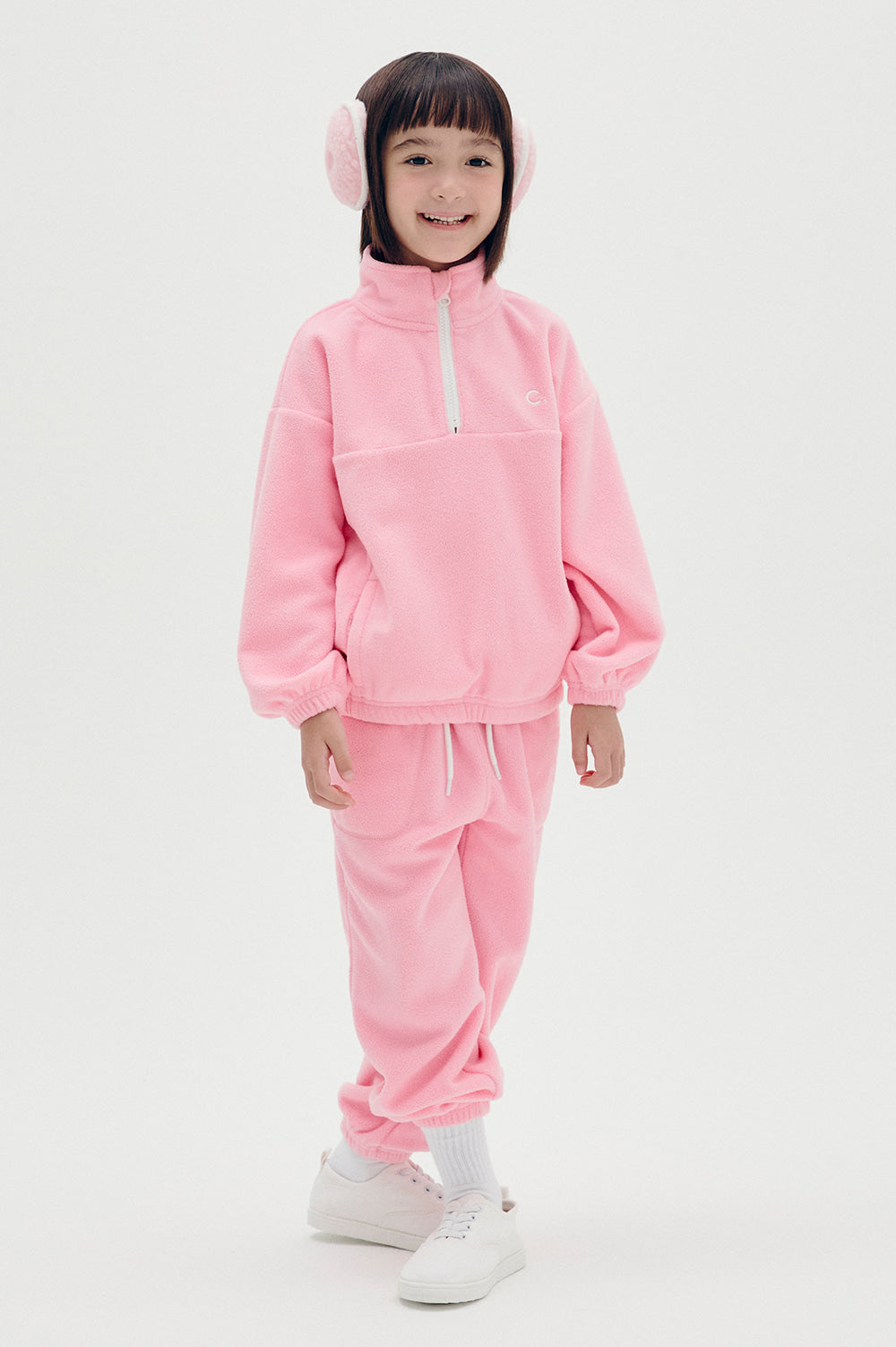 Logo Fleece Half-Zip Kids - Pink