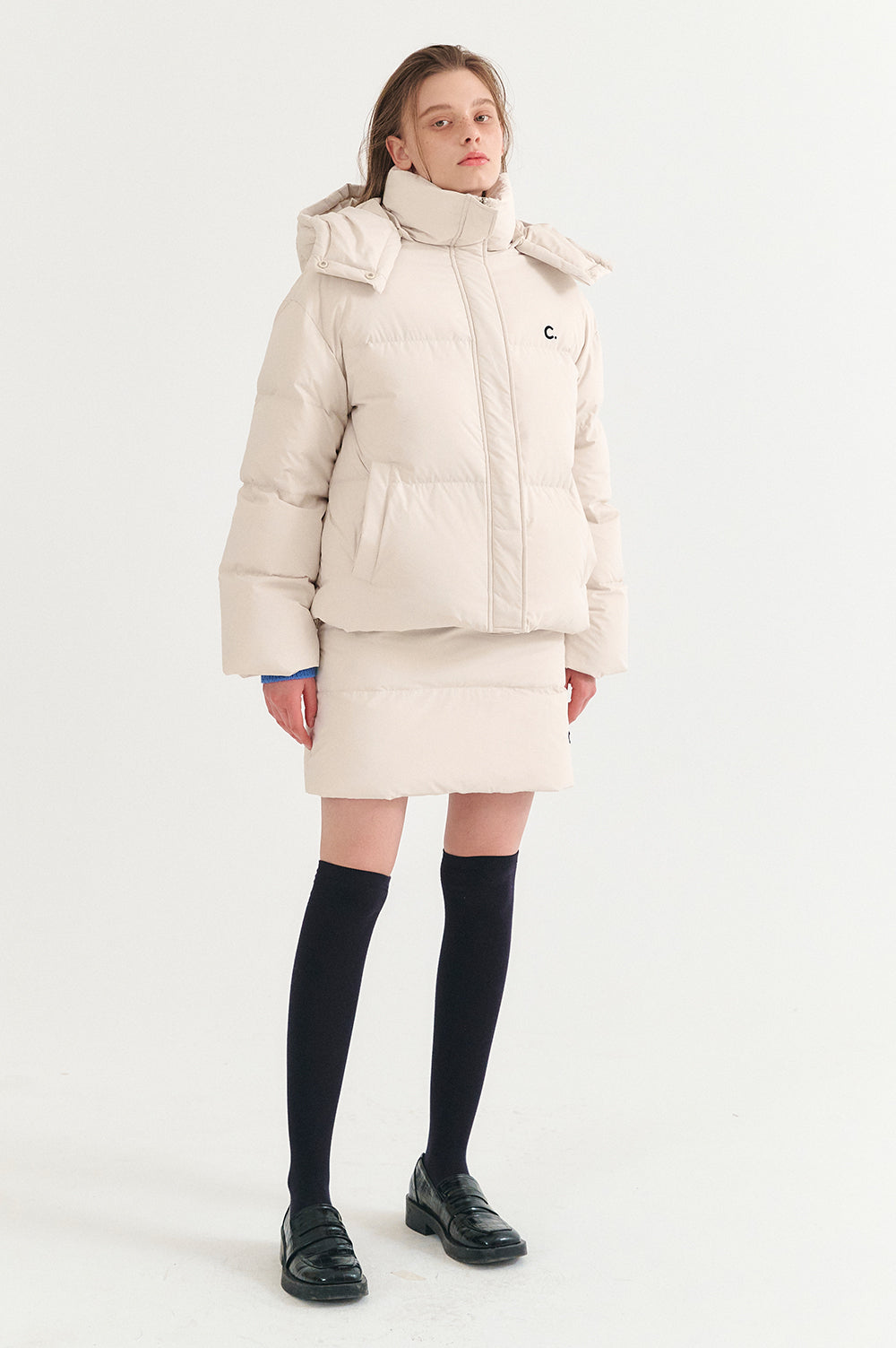 Hooded Quilted Down Jacket - Ivory