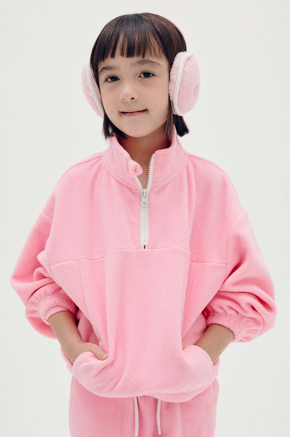 Logo Fleece Half-Zip Kids - Pink