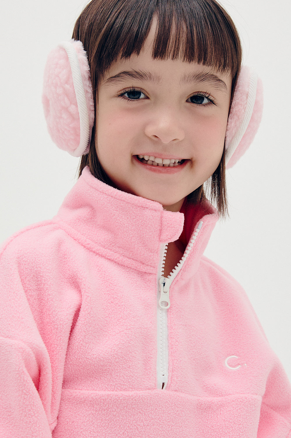 Logo Fleece Half-Zip Kids - Pink