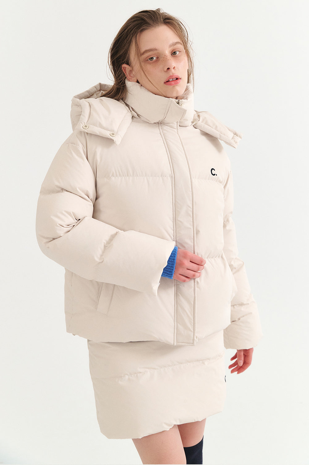 Hooded Quilted Down Jacket - Ivory