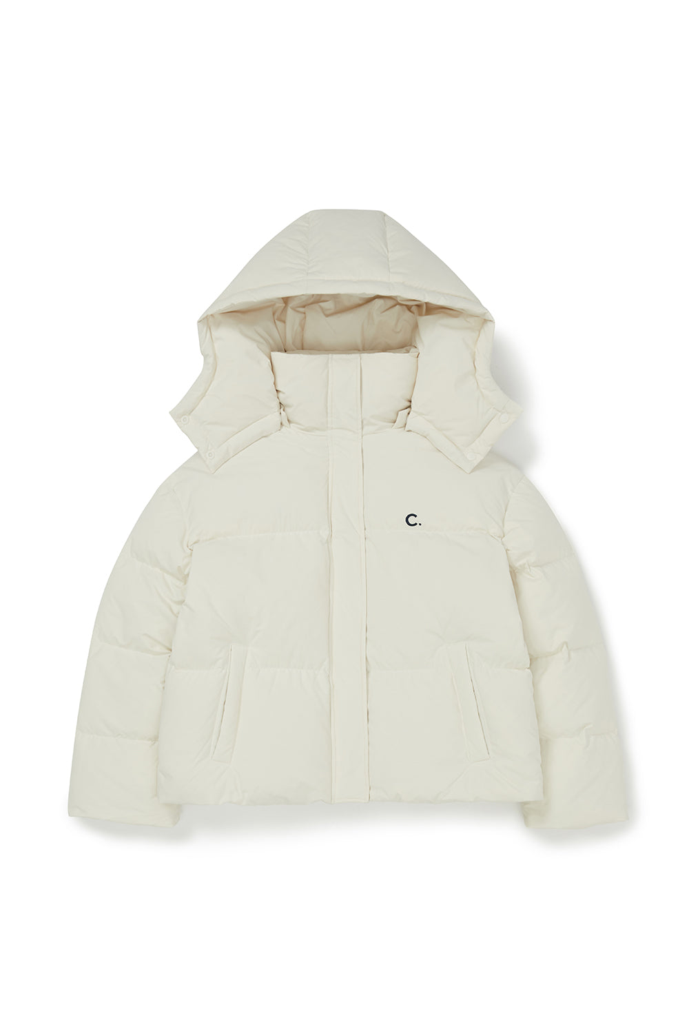 Hooded Quilted Down Jacket - Ivory