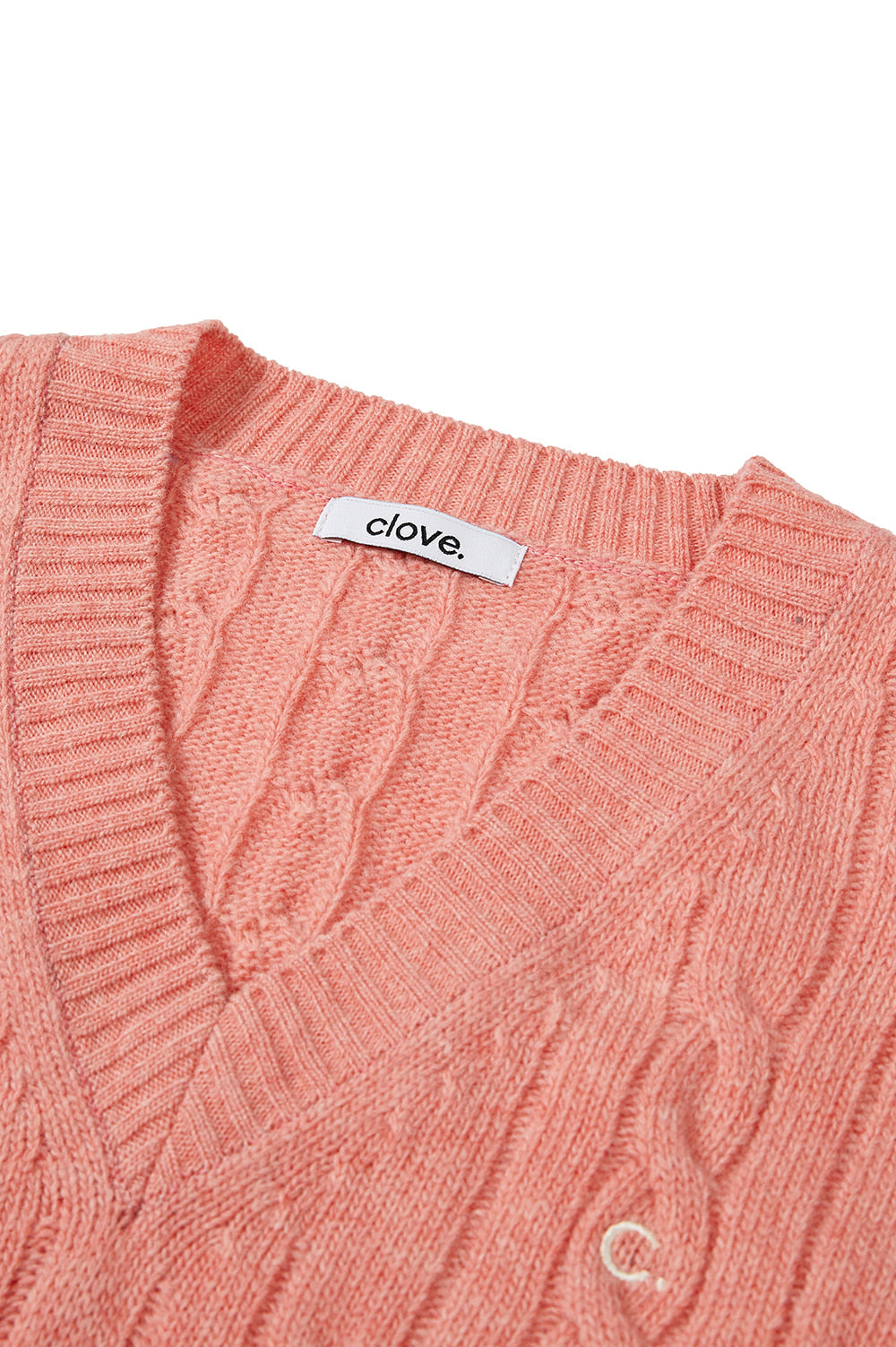 Cable Wool V-Neck Vest - Pink