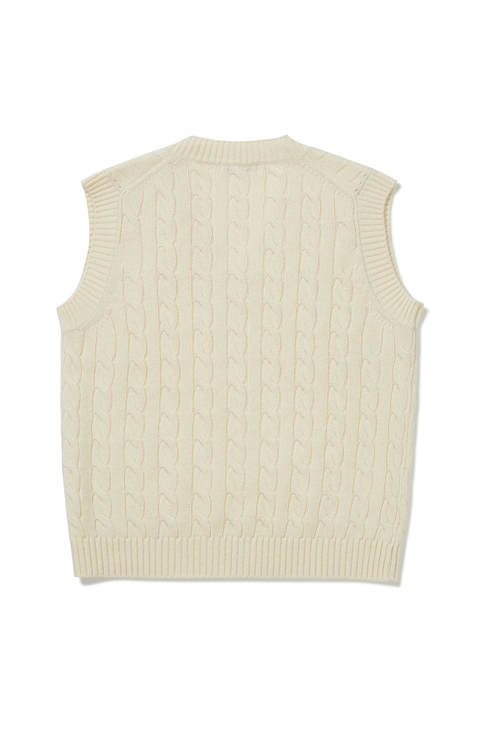 Cable Wool V-Neck Vest - Ivory