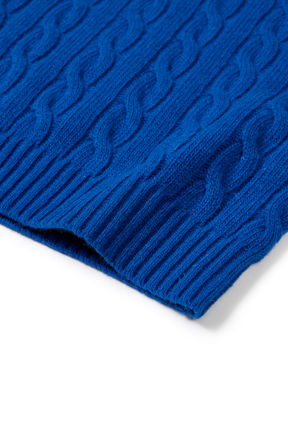 Cable Wool V-Neck Vest - Blue