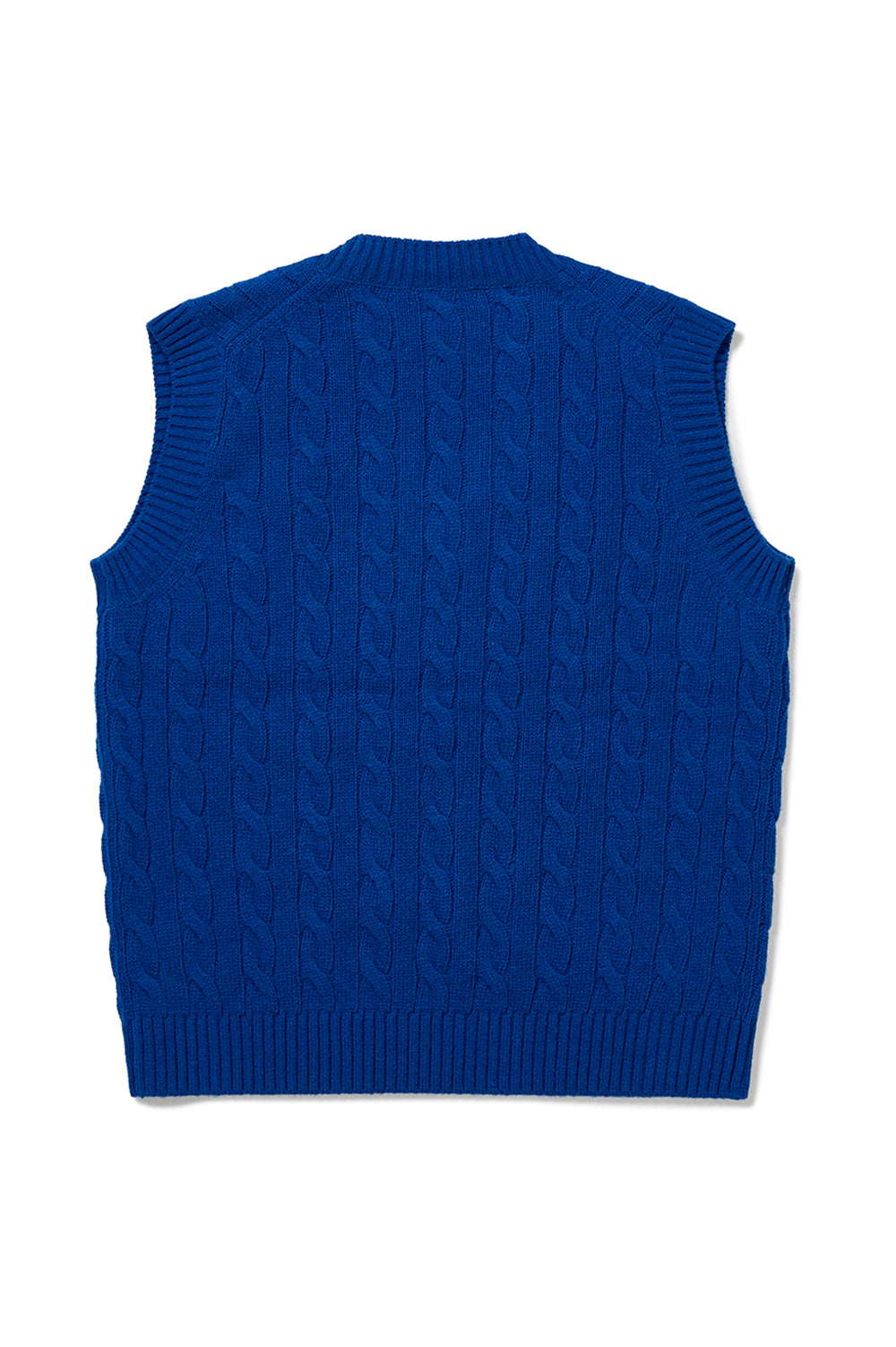 Cable Wool V-Neck Vest - Blue