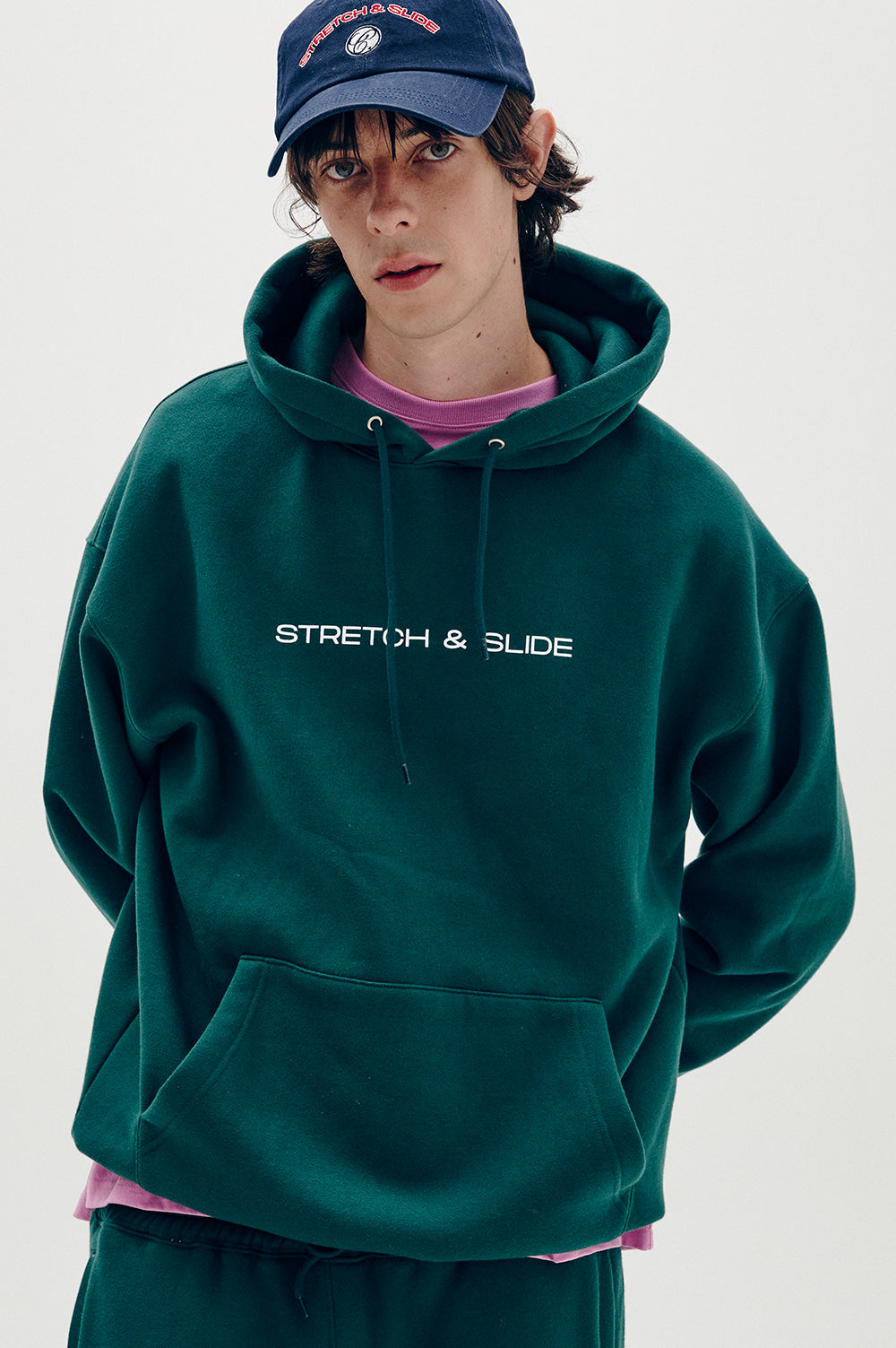 Graphic Fleece-Lined Hoody - Dark Green