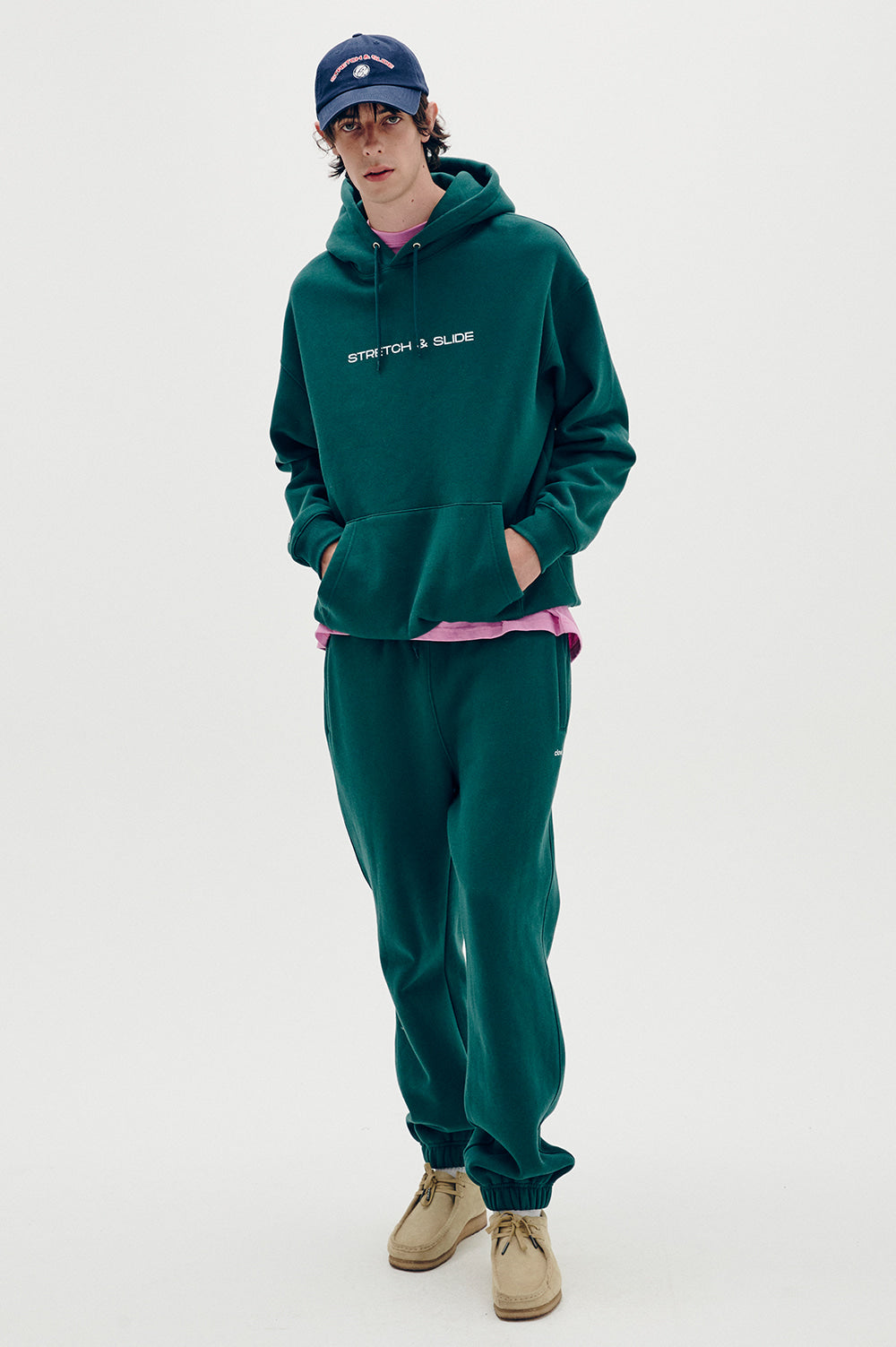 Graphic Fleece-Lined Hoody - Dark Green