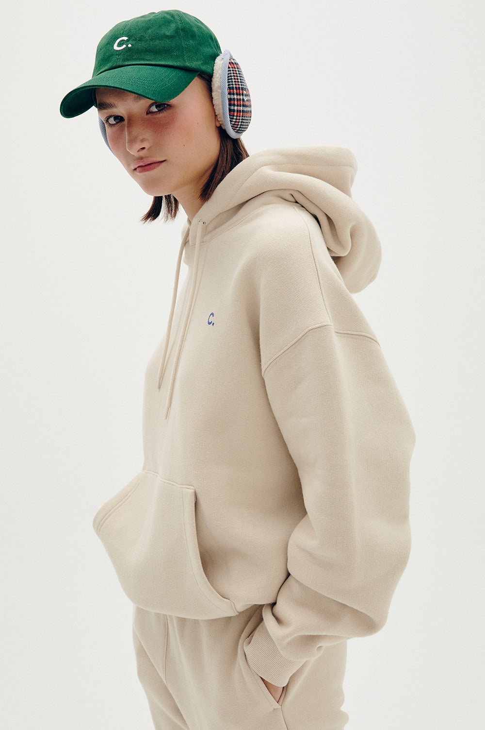 Logo Fleece-Lined Hoody - Beige