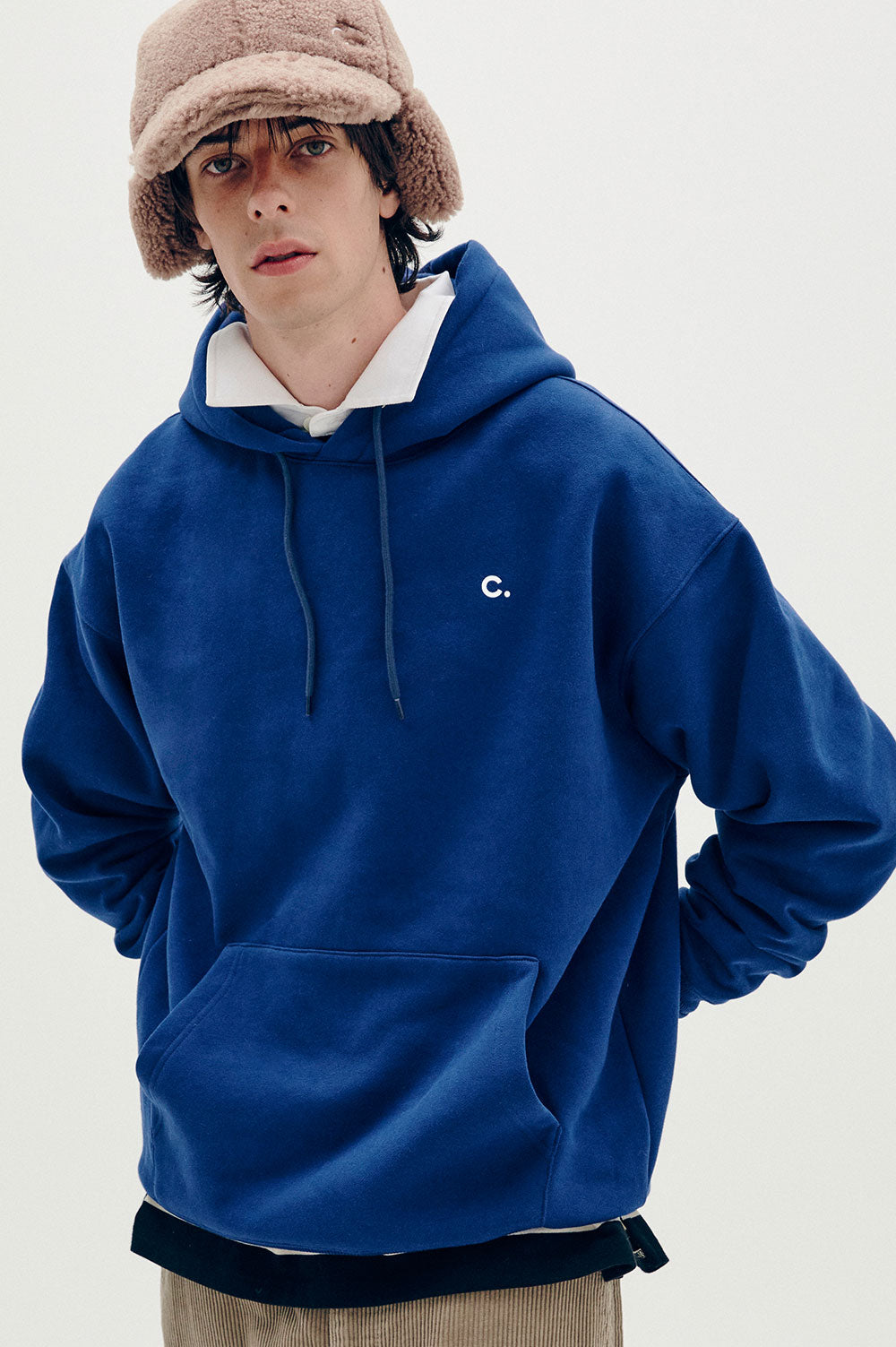 Logo Fleece-Lined Hoody - Blue