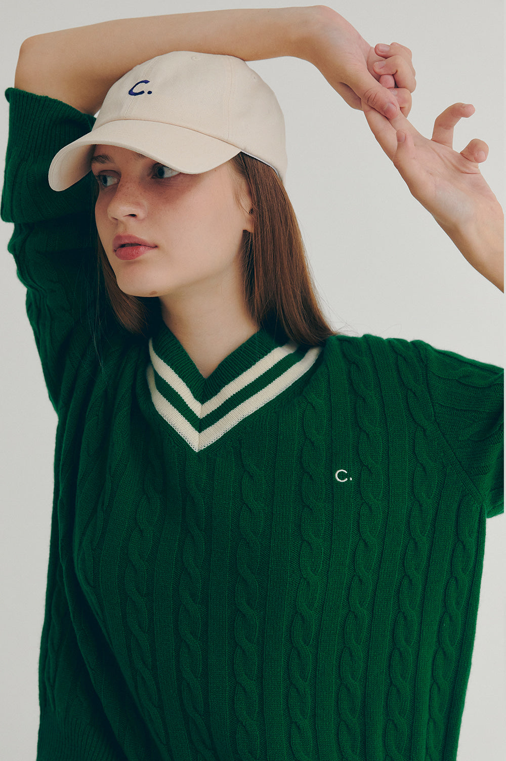 Cricket Cable V-Neck Knit Women - Green